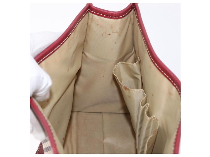 Borsa a mano BURBERRY Nova Check Blue Label in tela beige e argento Auth 195703 - vista 18