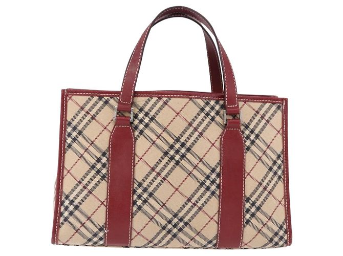 Borsa a mano BURBERRY Nova Check Blue Label in tela beige e argento Auth 195703 - vista 2