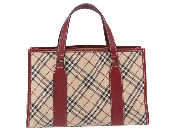Borsa a mano BURBERRY Nova Check Blue Label in tela beige e argento Auth 195703 - vista 3