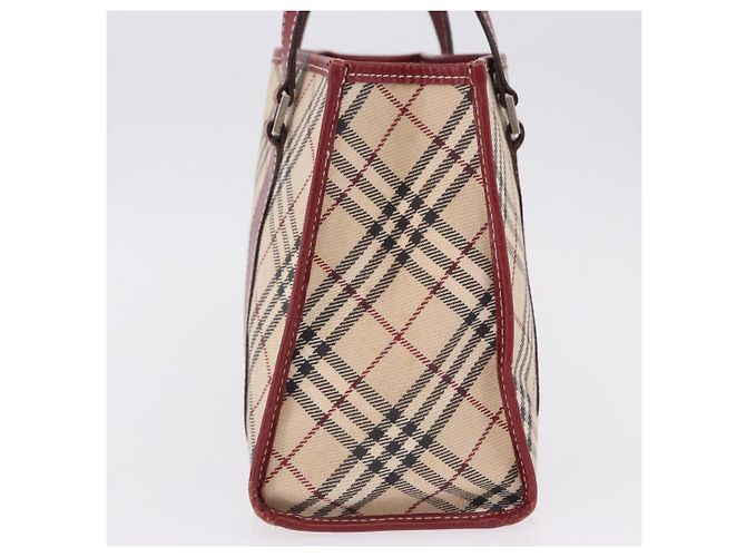 Borsa a mano BURBERRY Nova Check Blue Label in tela beige e argento Auth 195703 - vista 4