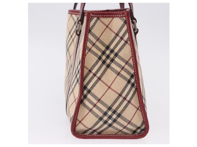 Borsa a mano BURBERRY Nova Check Blue Label in tela beige e argento Auth 195703 - vista 5