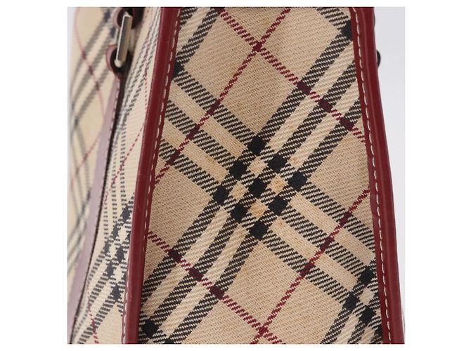 Borsa a mano BURBERRY Nova Check Blue Label in tela beige e argento Auth 195703 - vista 6