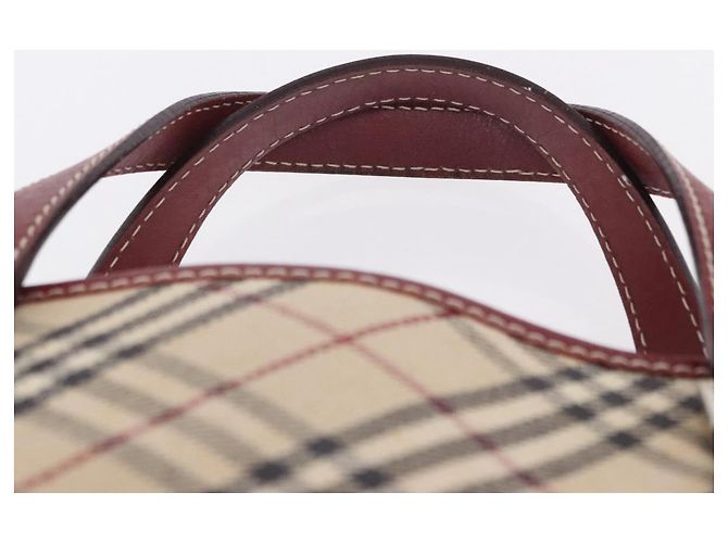 Borsa a mano BURBERRY Nova Check Blue Label in tela beige e argento Auth 195703 - vista 9