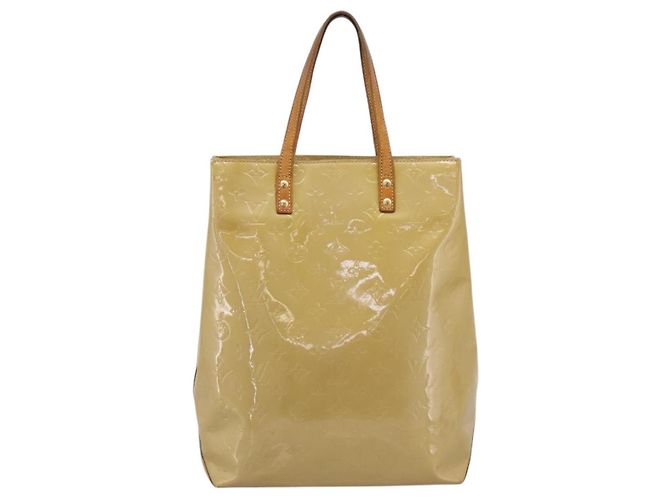 Borsa a mano LOUIS VUITTON Monogram Vernis Reade MM Beige M91141 LV Auth 195729 - vista 13
