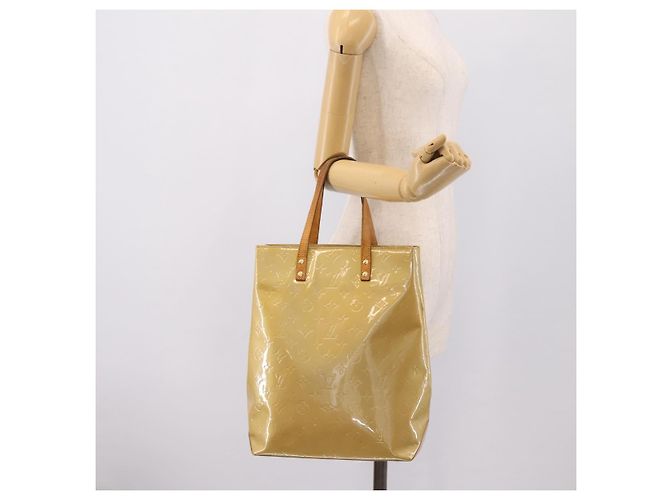 Borsa a mano LOUIS VUITTON Monogram Vernis Reade MM Beige M91141 LV Auth 195729 - vista 20