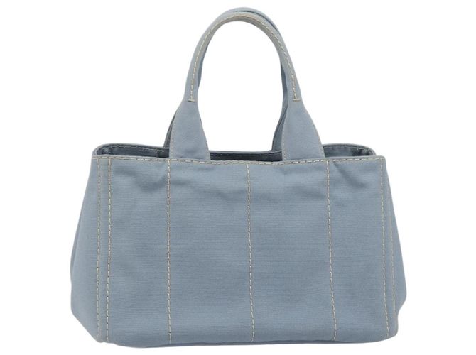 Borsa a Mano PRADA Canapa MM Canvas Azzurro Oro Auth 195671A D'oro Blu chiaro - vista 2