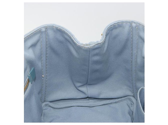 Borsa a Mano PRADA Canapa MM Canvas Azzurro Oro Auth 195671A D'oro Blu chiaro - vista 20