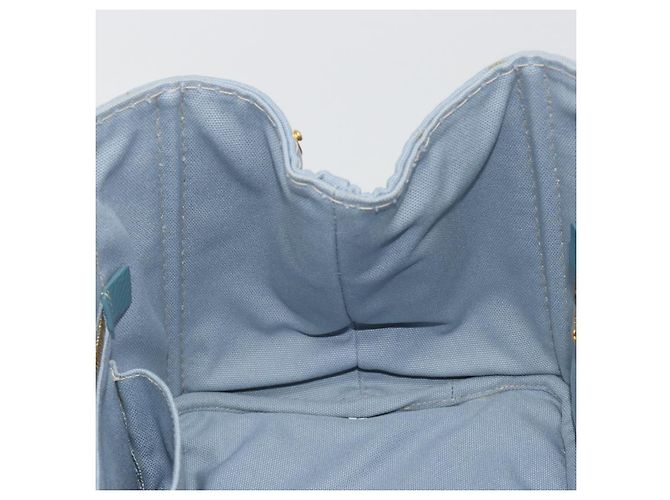 Borsa a Mano PRADA Canapa MM Canvas Azzurro Oro Auth 195671A D'oro Blu chiaro - vista 21