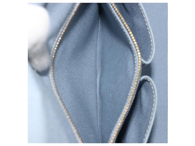 Borsa a Mano PRADA Canapa MM Canvas Azzurro Oro Auth 195671A D'oro Blu chiaro - vista 24