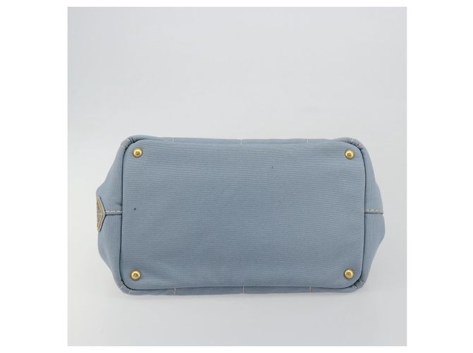 Borsa a Mano PRADA Canapa MM Canvas Azzurro Oro Auth 195671A D'oro Blu chiaro - vista 5