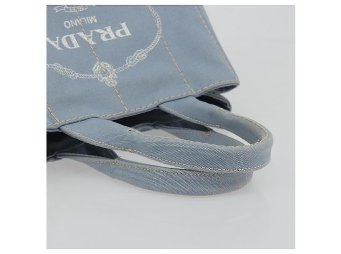 Borsa a Mano PRADA Canapa MM Canvas Azzurro Oro Auth 195671A D'oro Blu chiaro - vista 7