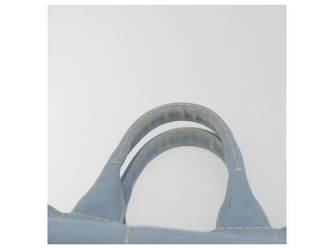 Borsa a Mano PRADA Canapa MM Canvas Azzurro Oro Auth 195671A D'oro Blu chiaro - vista 8