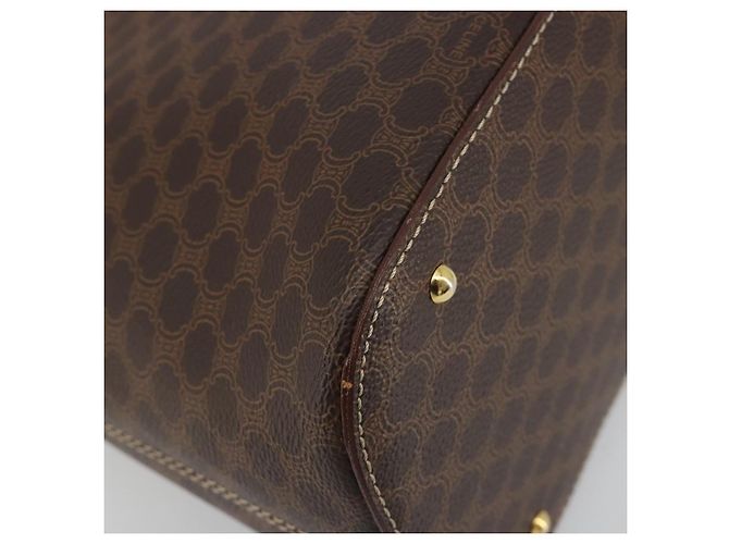 Céline Borsa a mano CELINE Macadam PVC Pelle 2way Marrone Tono Oro Auth 194929V - vista 13