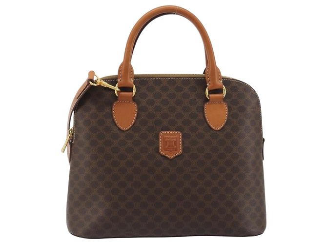 Céline Borsa a mano CELINE Macadam PVC Pelle 2way Marrone Tono Oro Auth 194929V - vista 2