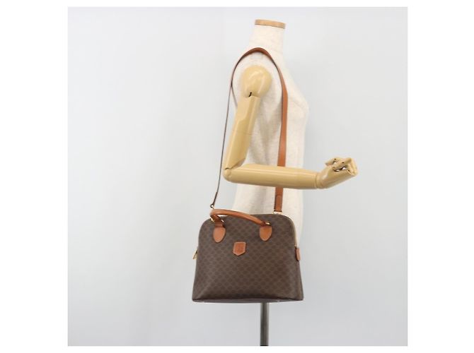 Céline Borsa a mano CELINE Macadam PVC Pelle 2way Marrone Tono Oro Auth 194929V - vista 25