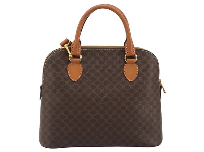 Céline Borsa a mano CELINE Macadam PVC Pelle 2way Marrone Tono Oro Auth 194929V - vista 3