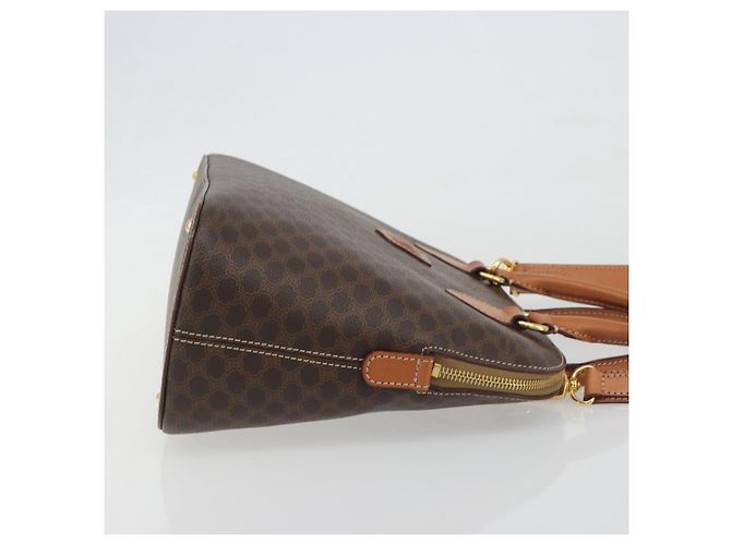 Céline Borsa a mano CELINE Macadam PVC Pelle 2way Marrone Tono Oro Auth 194929V - vista 4
