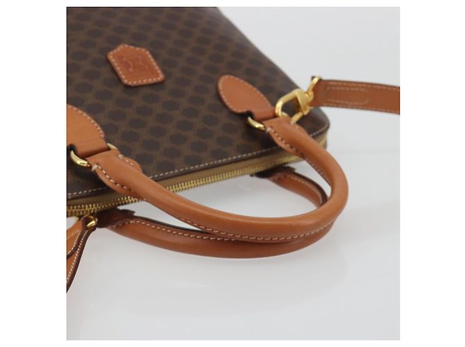 Céline Borsa a mano CELINE Macadam PVC Pelle 2way Marrone Tono Oro Auth 194929V - vista 7
