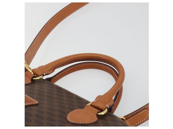 Céline Borsa a mano CELINE Macadam PVC Pelle 2way Marrone Tono Oro Auth 194929V - vista 8