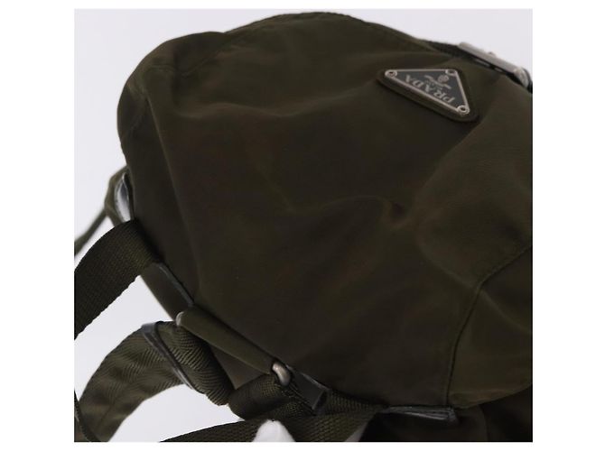 Mochila PRADA Nylon Khaki Silver Auth 194873A Plata Caqui - vista 14
