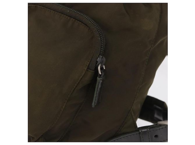 Mochila PRADA Nylon Khaki Silver Auth 194873A Plata Caqui - vista 25