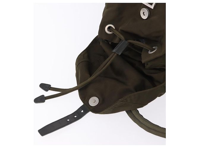 Mochila PRADA Nylon Khaki Silver Auth 194873A Plata Caqui - vista 26