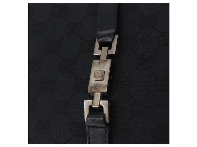 Borsa GUCCI GG Canvas Jackie Nero Oro 002 1065 Auth 180760 D'oro - vista 14