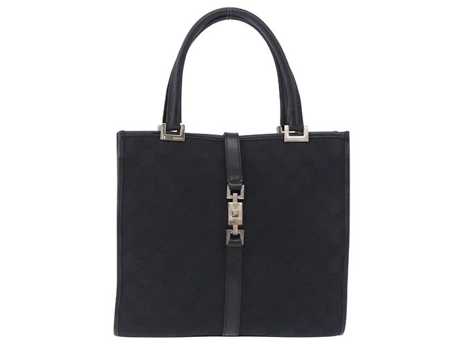 Borsa GUCCI GG Canvas Jackie Nero Oro 002 1065 Auth 180760 D'oro - vista 2