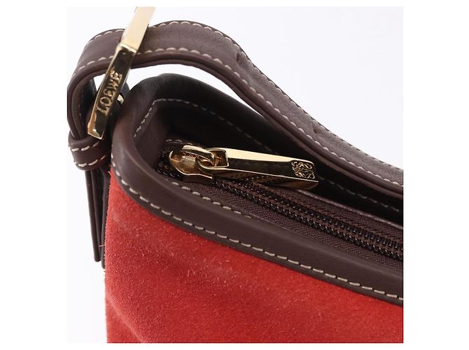 Borsa a tracolla LOEWE Camoscio Rosso Oro Auth 195667V D'oro - vista 10