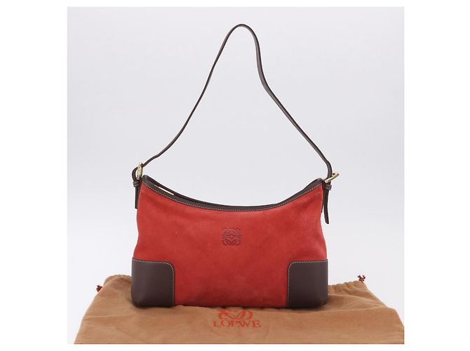 Borsa a tracolla LOEWE Camoscio Rosso Oro Auth 195667V D'oro - vista 12