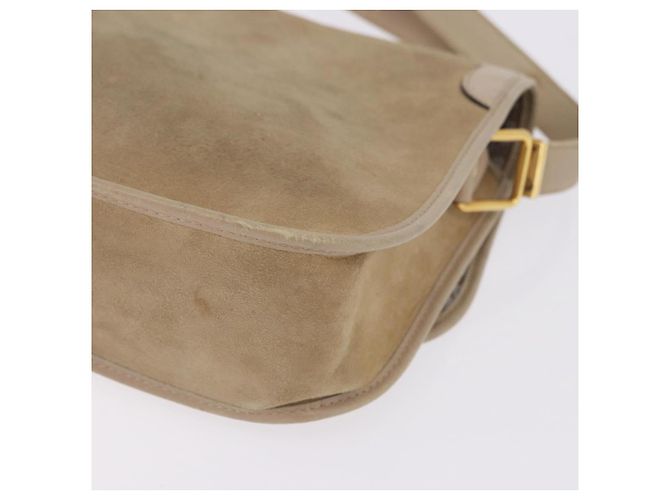 Borsa a Tracolla Christian Dior Camoscio Beige Oro Auth 195741 D'oro - vista 13