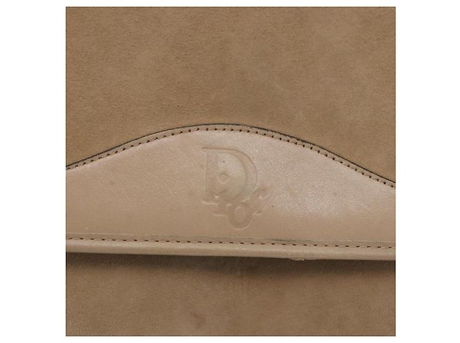 Borsa a Tracolla Christian Dior Camoscio Beige Oro Auth 195741 D'oro - vista 14