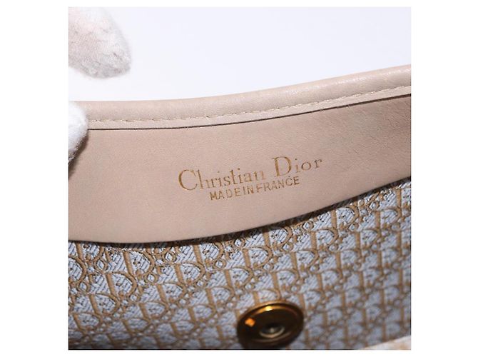 Borsa a Tracolla Christian Dior Camoscio Beige Oro Auth 195741 D'oro - vista 17