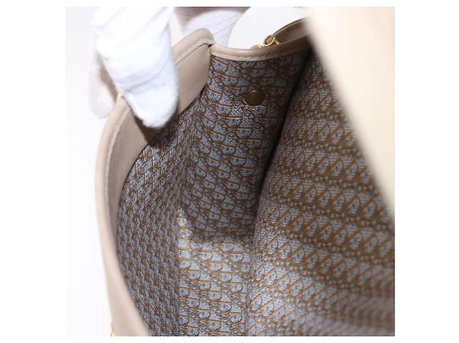 Borsa a Tracolla Christian Dior Camoscio Beige Oro Auth 195741 D'oro - vista 20