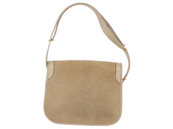 Borsa a Tracolla Christian Dior Camoscio Beige Oro Auth 195741 D'oro - vista 3