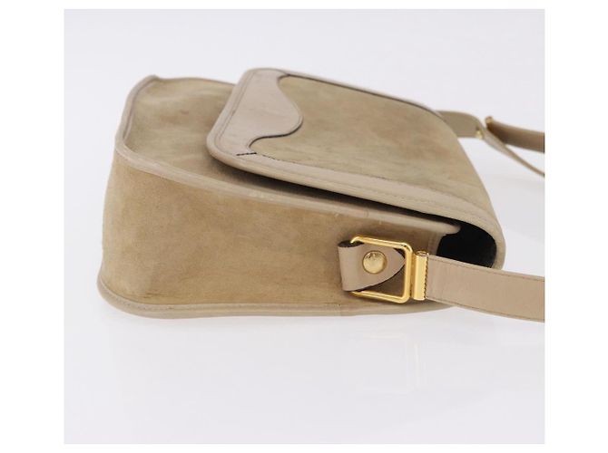 Borsa a Tracolla Christian Dior Camoscio Beige Oro Auth 195741 D'oro - vista 4