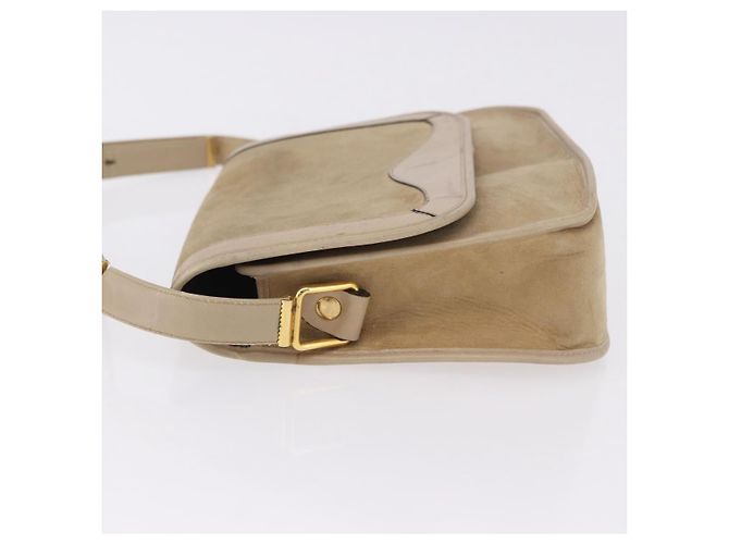 Borsa a Tracolla Christian Dior Camoscio Beige Oro Auth 195741 D'oro - vista 5