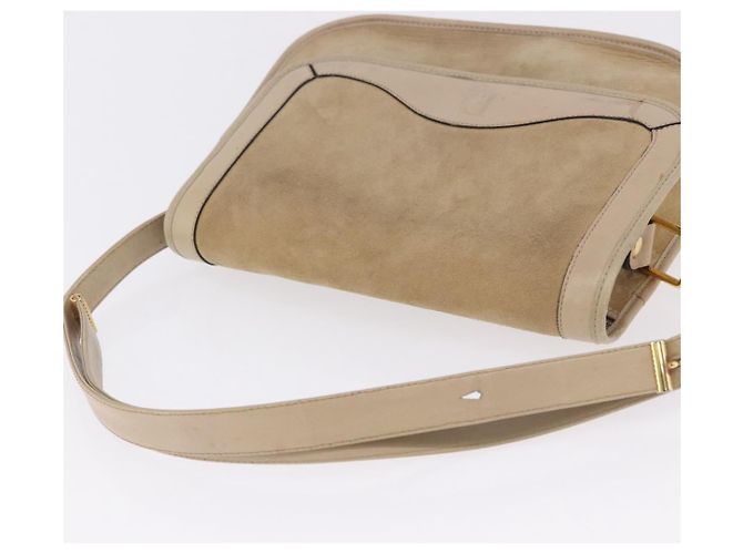 Borsa a Tracolla Christian Dior Camoscio Beige Oro Auth 195741 D'oro - vista 6
