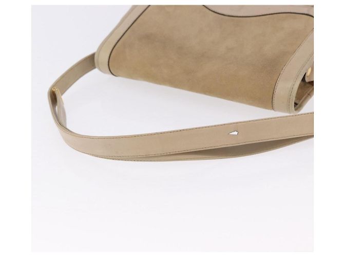 Borsa a Tracolla Christian Dior Camoscio Beige Oro Auth 195741 D'oro - vista 7