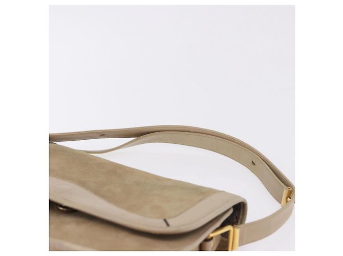 Borsa a Tracolla Christian Dior Camoscio Beige Oro Auth 195741 D'oro - vista 8