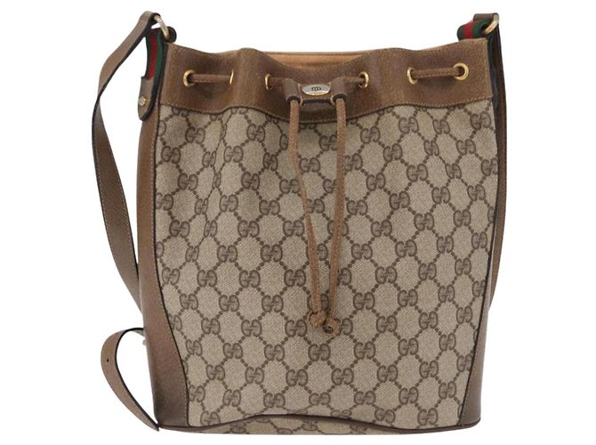 Bolso GUCCI GG Supreme Web Sherry Line PVC Beige Gold 41 02 034 Auth 195583 Dorado - vista 2