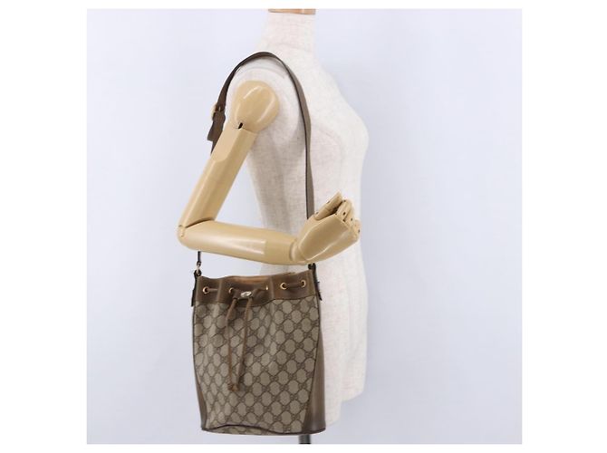 Bolso GUCCI GG Supreme Web Sherry Line PVC Beige Gold 41 02 034 Auth 195583 Dorado - vista 22