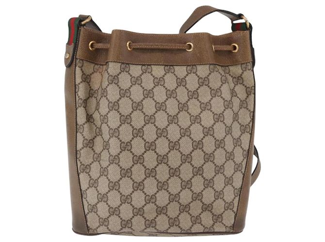 Bolso GUCCI GG Supreme Web Sherry Line PVC Beige Gold 41 02 034 Auth 195583 Dorado - vista 3