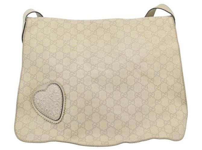 Borsa a tracolla GUCCI GG Canvas Guccissima White Gold 212572 Auth bs36736 Bianco D'oro - vista 2