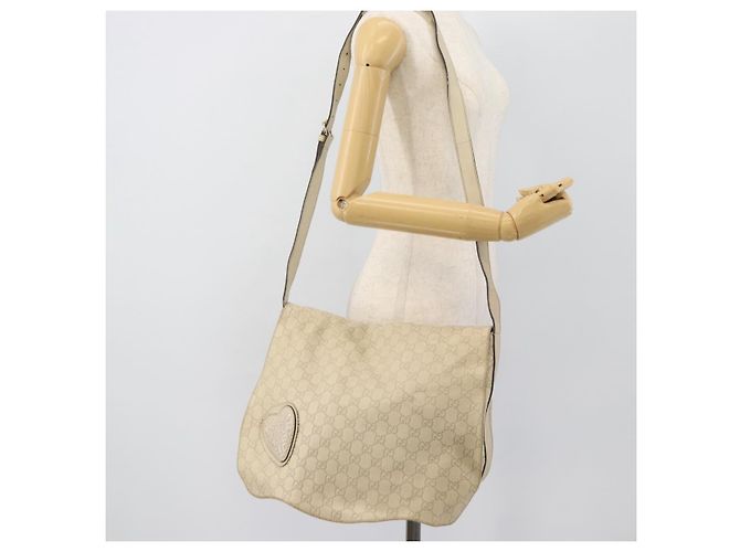 Borsa a tracolla GUCCI GG Canvas Guccissima White Gold 212572 Auth bs36736 Bianco D'oro - vista 23