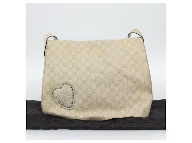 Borsa a tracolla GUCCI GG Canvas Guccissima White Gold 212572 Auth bs36736 Bianco D'oro - vista 24
