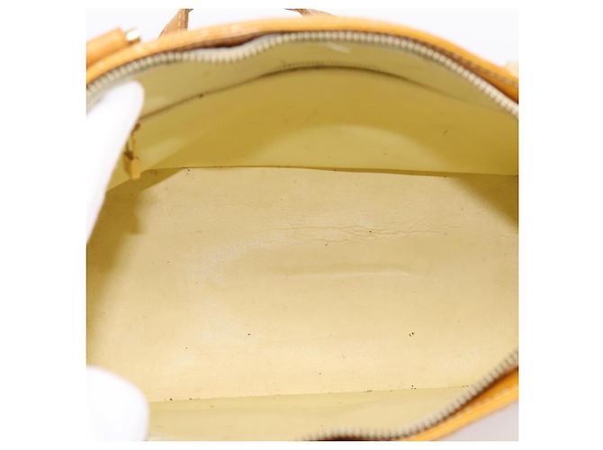 Borsa a mano LOUIS VUITTON Monogram Vernis Houston Lime Yellow M91055 Auth BA14990 D'oro - vista 11