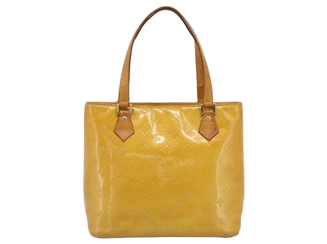 Borsa a mano LOUIS VUITTON Monogram Vernis Houston Lime Yellow M91055 Auth BA14990 D'oro - vista 13