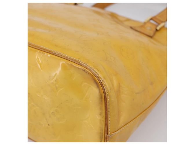 Borsa a mano LOUIS VUITTON Monogram Vernis Houston Lime Yellow M91055 Auth BA14990 D'oro - vista 15
