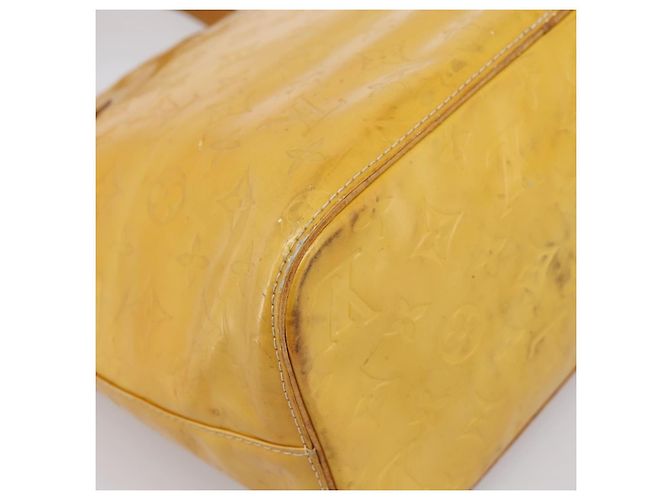 Borsa a mano LOUIS VUITTON Monogram Vernis Houston Lime Yellow M91055 Auth BA14990 D'oro - vista 16